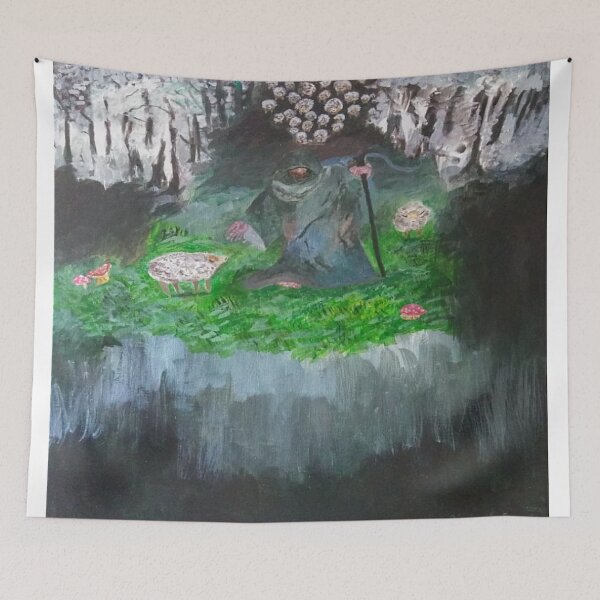 Item preview, "Life Out of Darkness:" Dark Fantasy Mysterious Figure Acrylic Painting designed and sold by Hannah Quintero.
