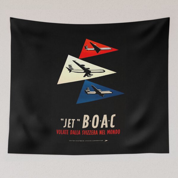Item preview, Jet BOAC volate dalla svizerra nel mondo retro poster designed and sold by CorasPosters.