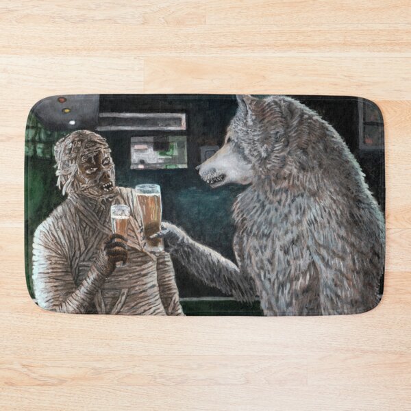Item preview, Mummy and Werewolf Happy Hour Drinking Beer designed and sold by HelmsArt.