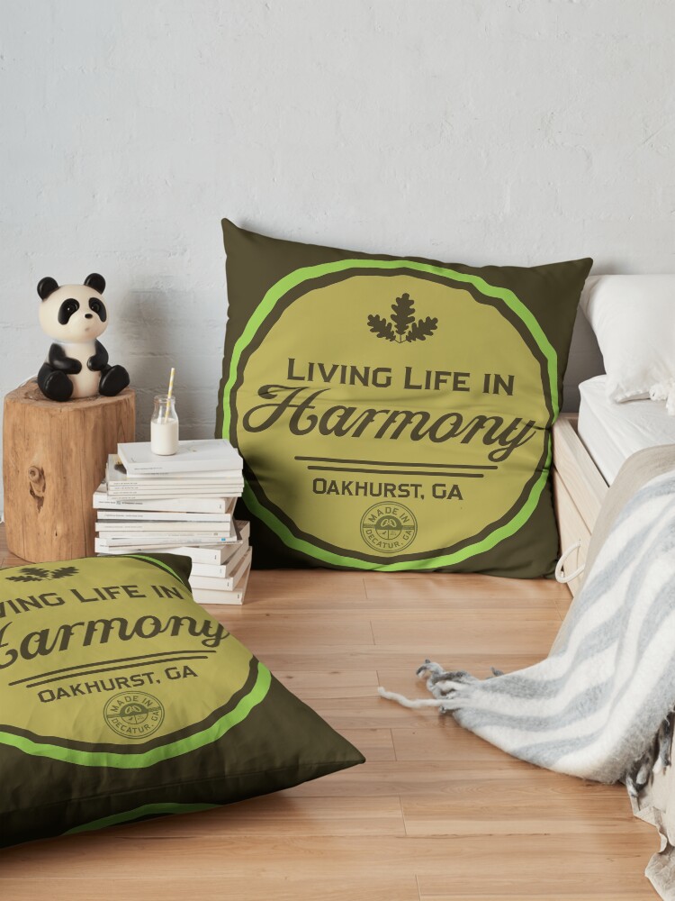 Alternate view of Living Life in Harmony, Oakhurst Georgia - Down-to-earth graphic swag Floor Pillow