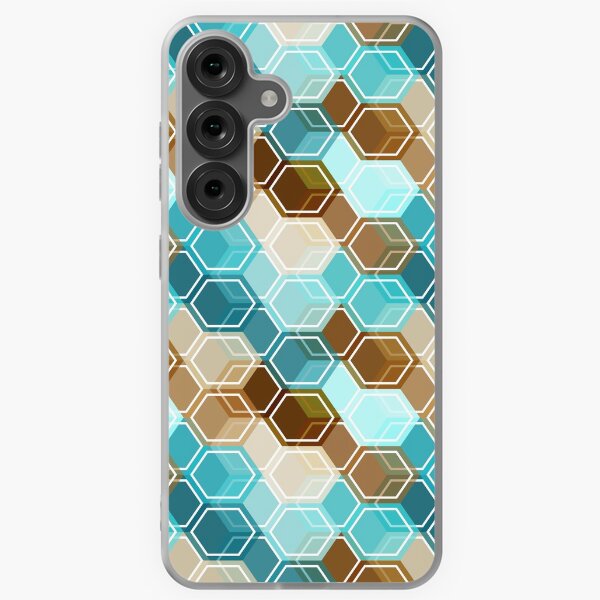 Item preview, Mid Century Modern Hexagons // Ocean Blue, Caribbean Blue, Khaki, Tan, Brown designed and sold by Elsy's Art.