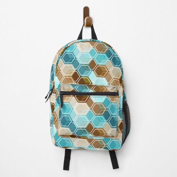 Item preview, Mid Century Modern Hexagons // Ocean Blue, Caribbean Blue, Khaki, Tan, Brown designed and sold by Elsy's Art.