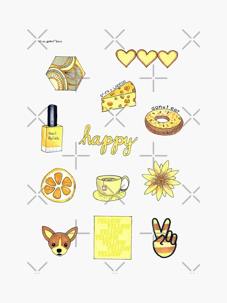 "yellow vsco sticker pack" Sticker for Sale by ArtGratiaAsh Redbubble