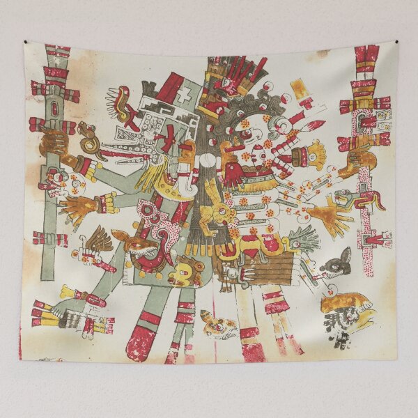 Item preview, Aztec Gods  Mictlantecuhtli and Quetzalcoatl Print designed and sold by Vicky Brago-Mitchell®.