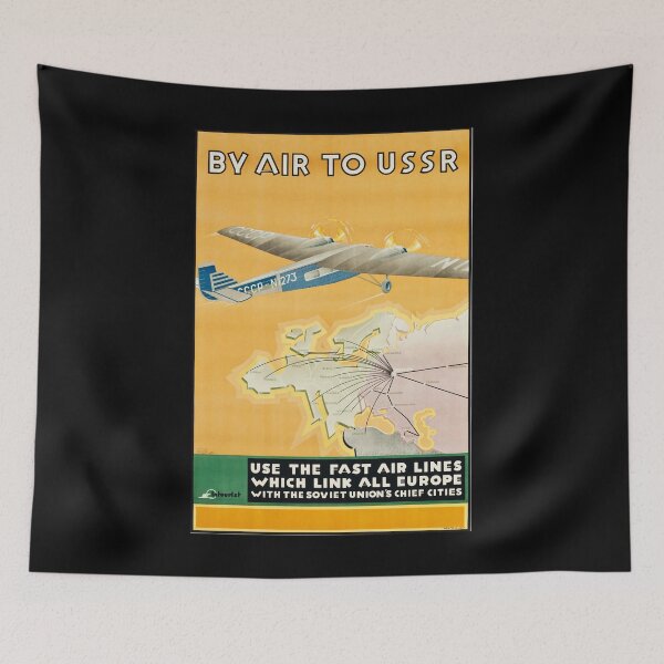 Item preview, By Air to USSR retro poster designed and sold by CorasPosters.