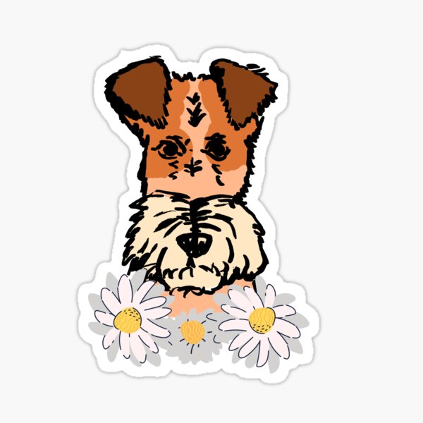Foxterrier with flowers, Sticker