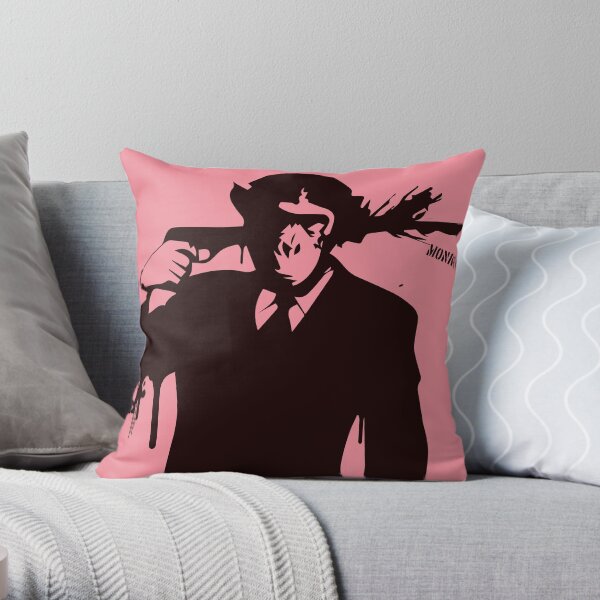 a monkey hungry for death Throw Pillow