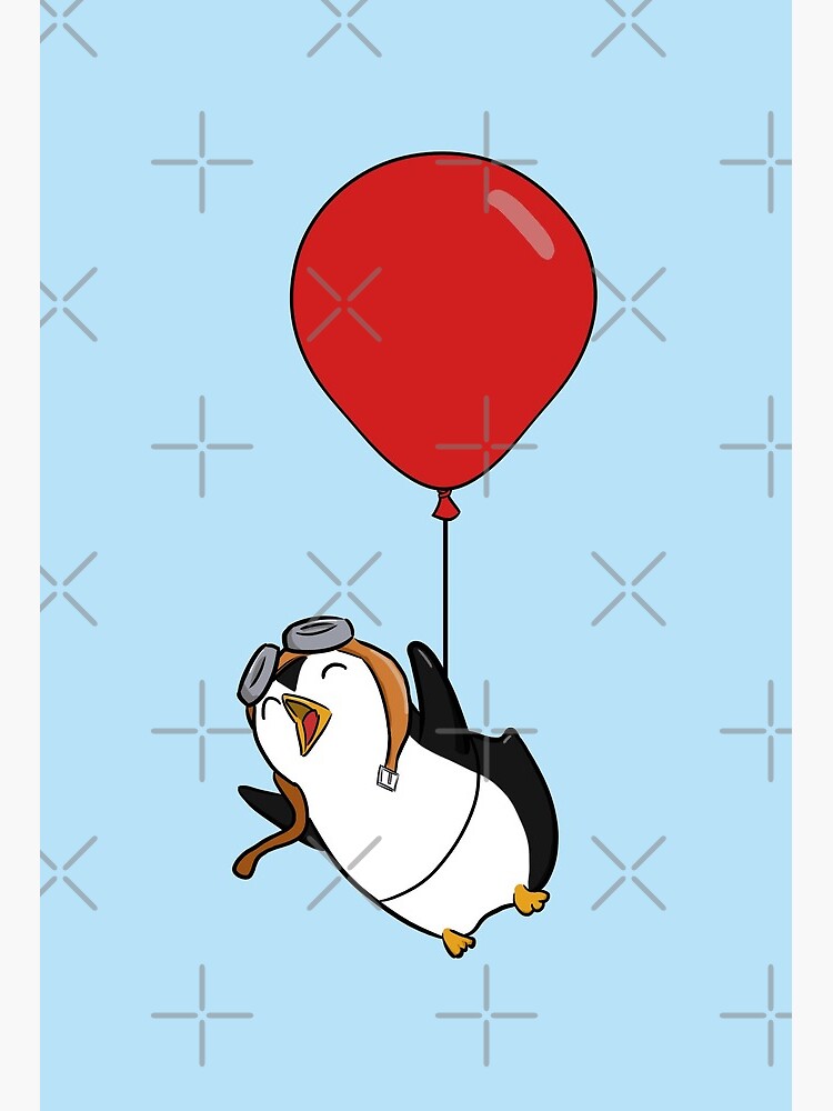 Galeriedruck mit Fliegender Pinguin und Luftballon von Shinchiller