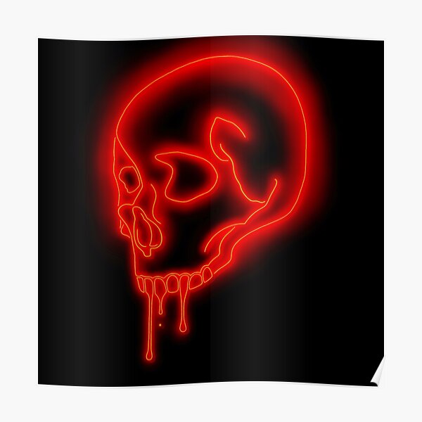 Neon Skull Wall Art For Sale Redbubble