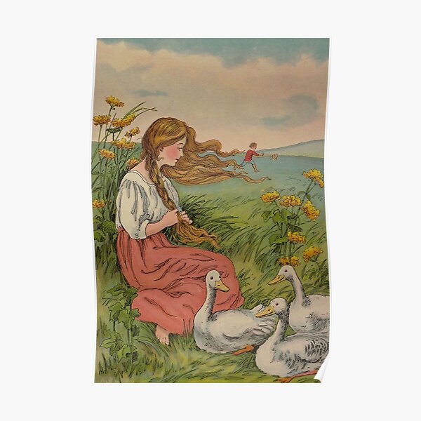 Antique Fairytales! Golden Braids, Windy Day Poster