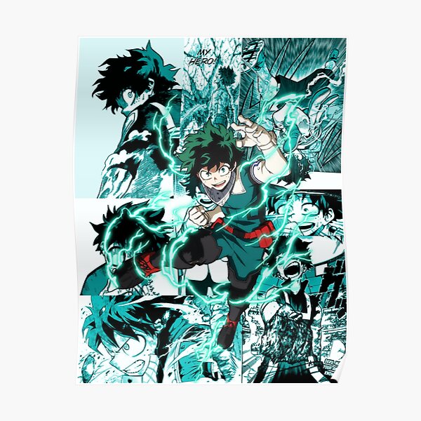 Izuku Midoriya Manga Collage Poster
