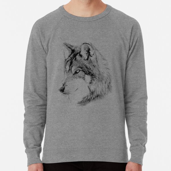 Wolf Face. Majestic Wolf Gazes Into The Distance. Lightweight Sweatshirt
