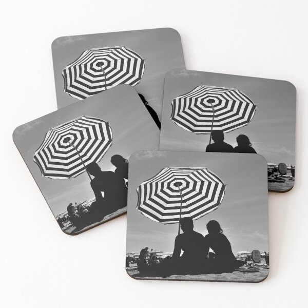 Item preview, Silhouetted Couple & a Striped Sun Umbrella designed and sold by Jane Ruttkayova.