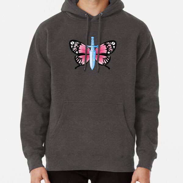 Butterfly Pocket Sweatshirt Tattoo Inked Bug Jumper Insect Grunge Hipster Top 