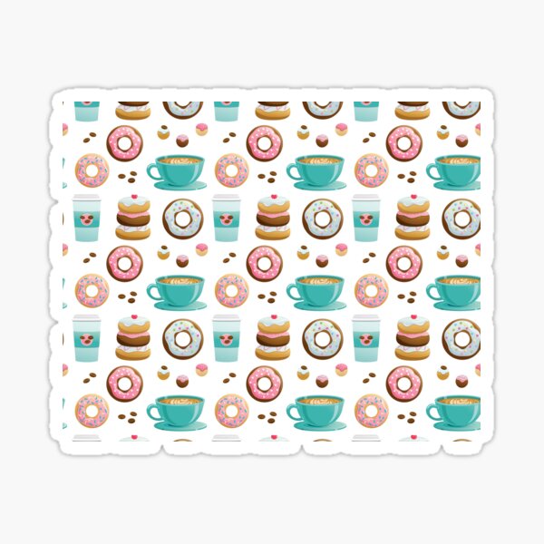 Donuts & Coffee Breakfast Pattern Sticker