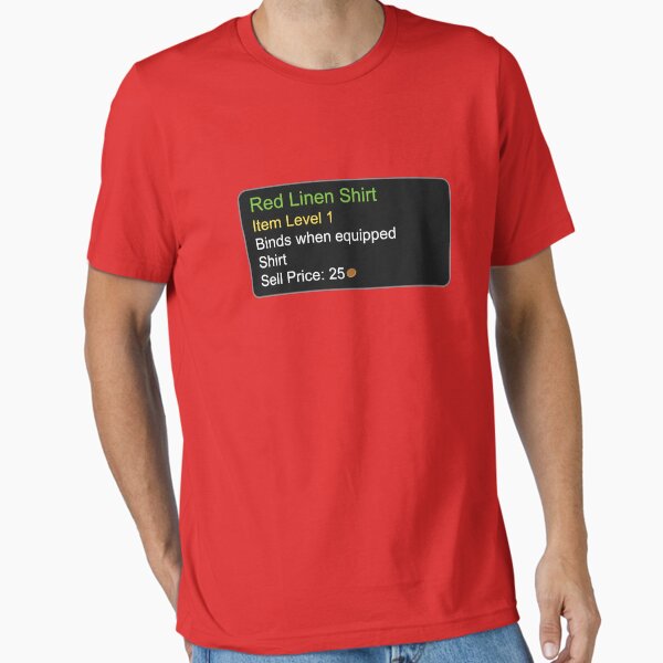 Vista previa del artículo con la obra «Camisa de lino roja WoW», diseñado y vendido por loki-doki-choki.