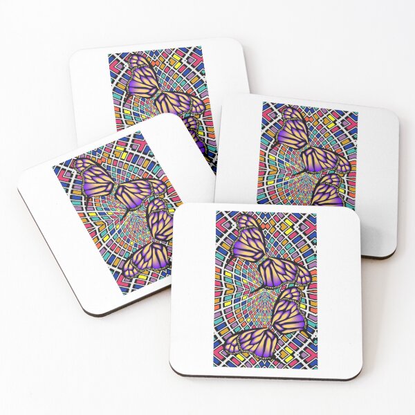 Item preview, Butterflies in color infinity - beige, coral, lime designed and sold by CONTRAPINK.