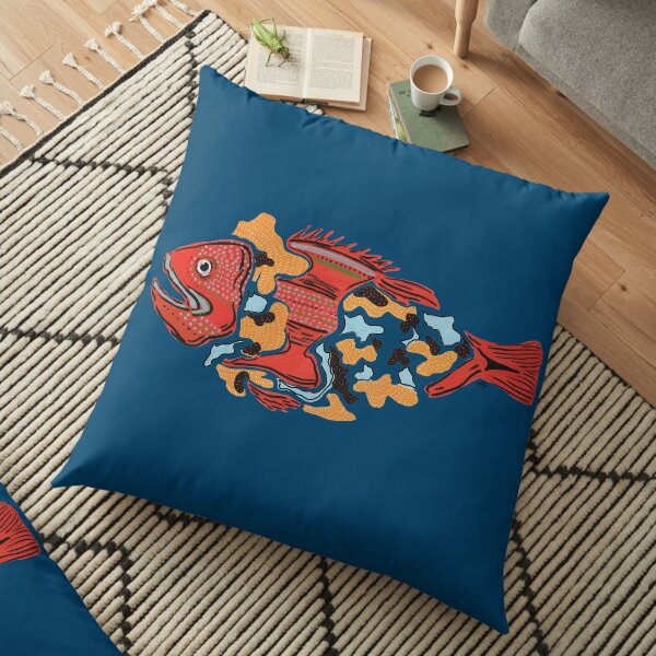Plat à poisson, acrylique, 2020 Coussin de sol