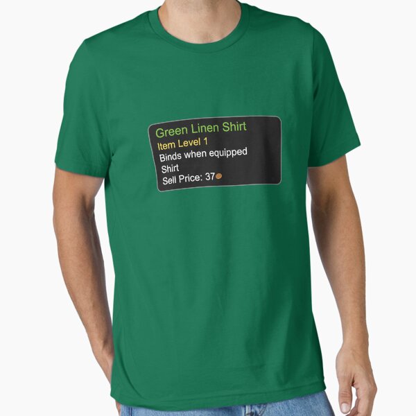 Vista previa del artículo con la obra «Camisa de lino verde WoW», diseñado y vendido por loki-doki-choki.