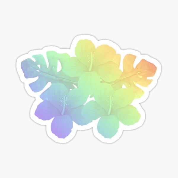 Tropical Rainbow Hibiscus Flower Sticker
