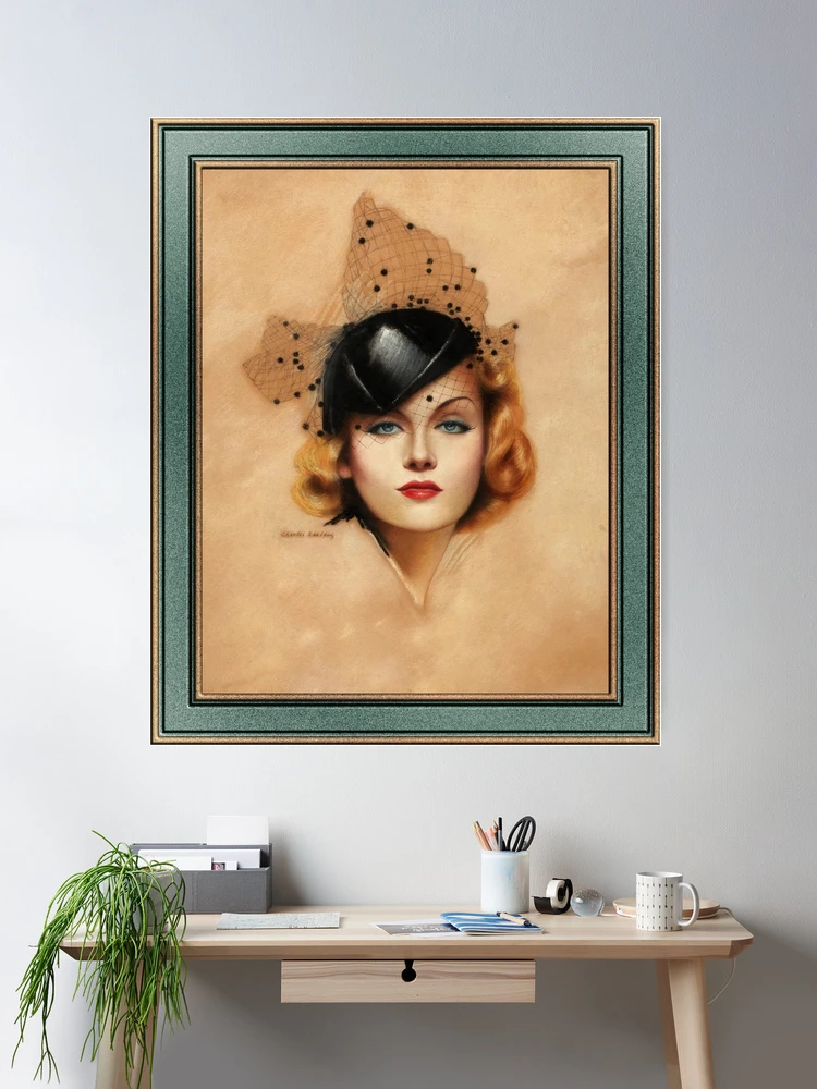 Carole Lombard Art Nouveau Portrait by Charles Gates Sheldon - Classic Beauty 2 Carole Lombard Portrait by Charles Gates Sheldon Vintage Old Masters Art Nouveau Reproduction Poster Art Print