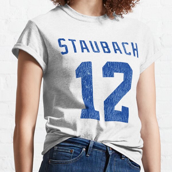 Roger Staubach Dallas Cowboys # 12 Name & Number Blue T-Shirt