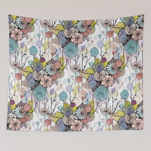 Item preview, Wildflowers Doodle Pattern With Watercolor Washes  designed and sold by Oirabot.