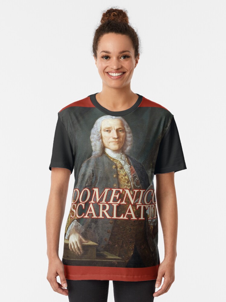 Thumbnail 2 of 5, Graphic T-Shirt, Domenico Scarlatti w/ Font and Red Trim designed and sold by MoriVond.