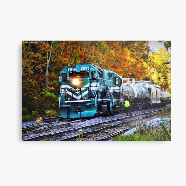 Train in Fall Metal Print