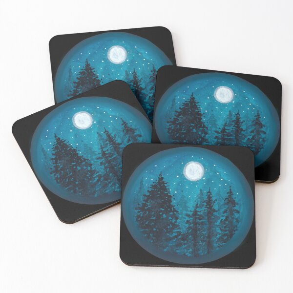Forest in Moonlight Coasters (Set of 4)