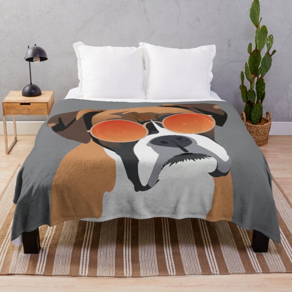 Item preview, Perro Boxer con gafas de sol Sunburst designed and sold by KCPetPortraits.
