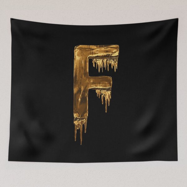 Item preview, Gold Drip On Black Alphabet Letter F designed and sold by MPowerTeez.