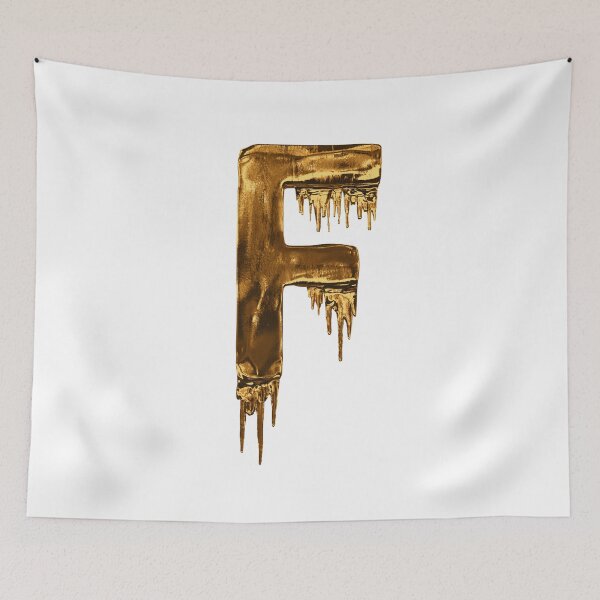 Item preview, Gold Drip On Black Alphabet Letter F designed and sold by MPowerTeez.