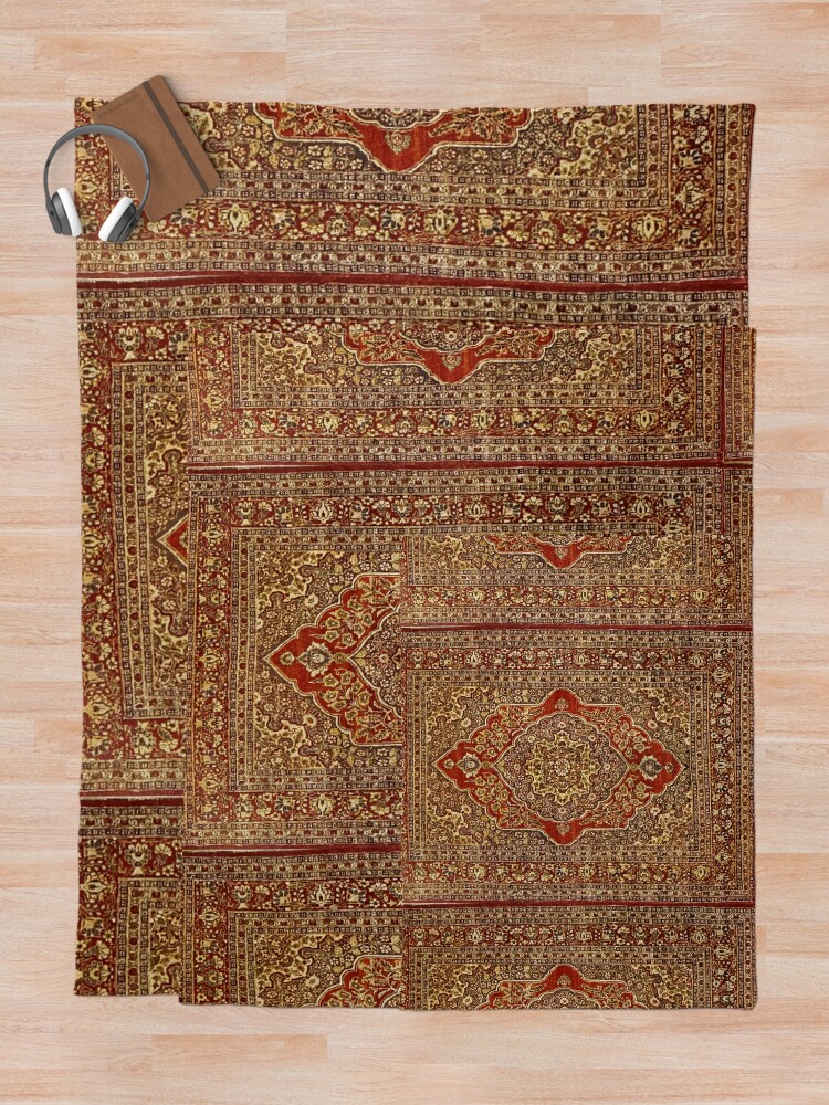 Alternate view of Tabriz carpet design Throw Blanket