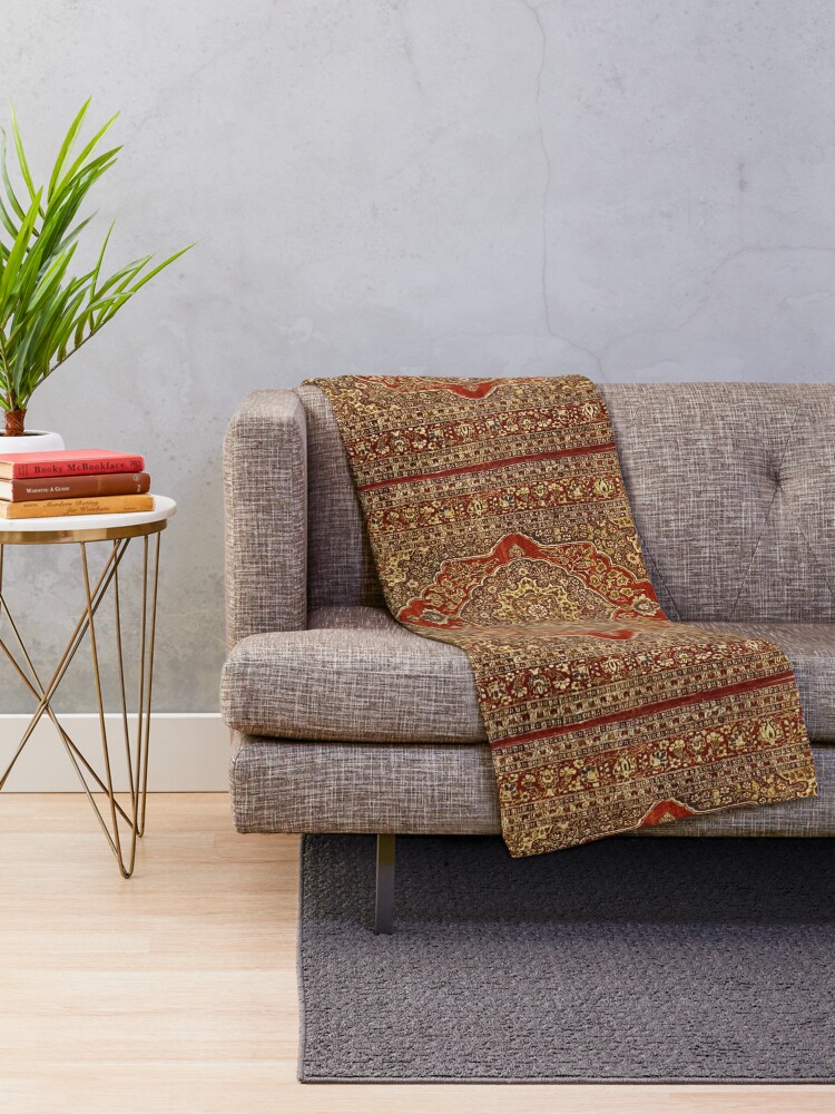 Alternate view of Tabriz carpet design Throw Blanket