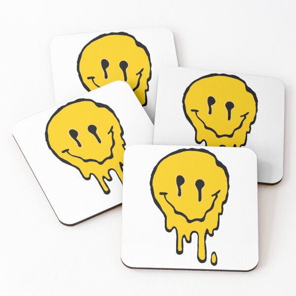 Melted Smiley Face Coasters (Set of 4)