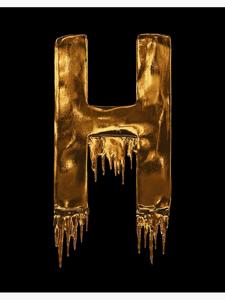 gold drip on black alphabet letter h art board print for sale by mpowerteez redbubble
