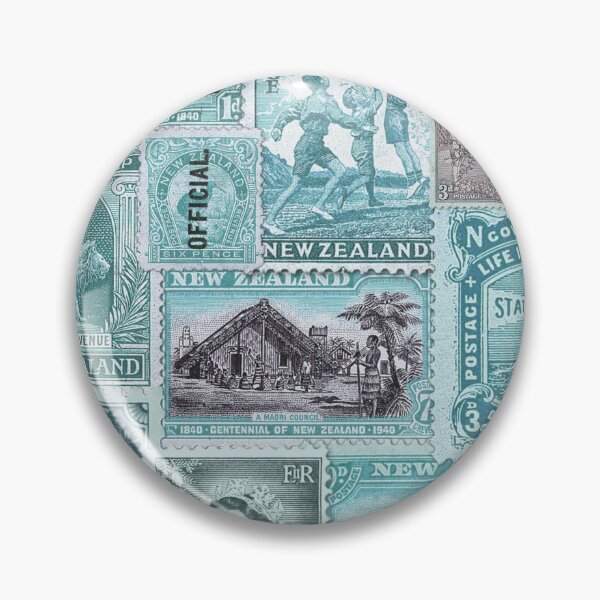 Artikelvorschau, Neuseeland-Old School-Stamp-Pattern-Collage entworfen und verkauft von kmsphotography.