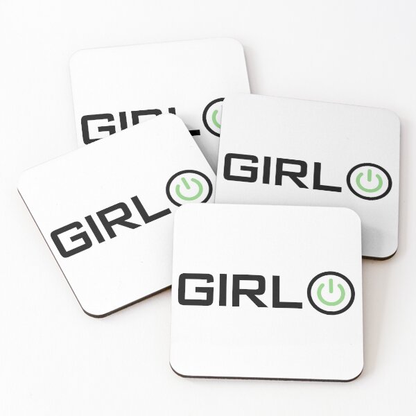 Item preview, Girl+Power Button-V5-Black designed and sold by BLACKSUN-SHOP.