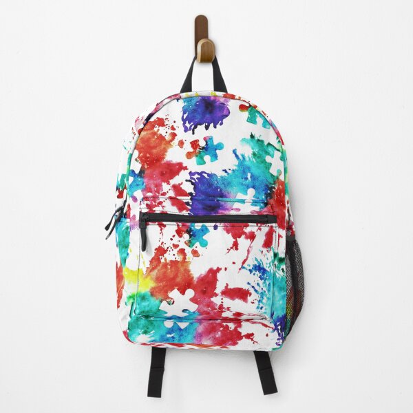 Artikelvorschau, Autismusbewusstsein Aquarell Splatter Stoff w / Puzzleteil entworfen und verkauft von littlearrow.