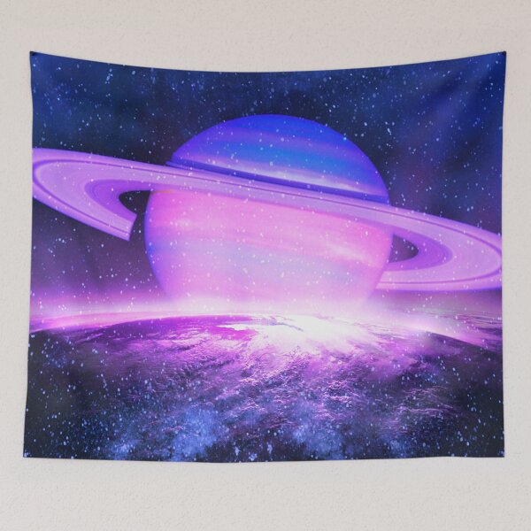 Item preview, Solar Saturn - Pink, Lilac, and Indigo Planet Saturn Design designed and sold by artandsoul38.