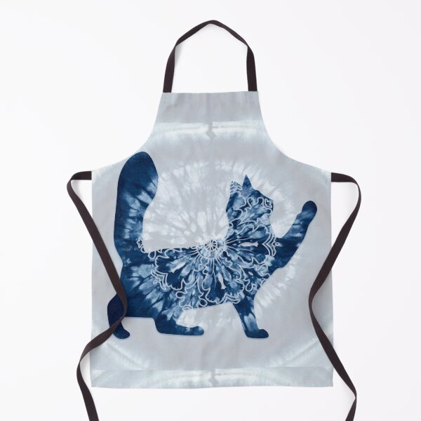 Item preview, Playful Cat Mandala Indigo Blue Batik tie dye designed and sold by Glimmersmith.