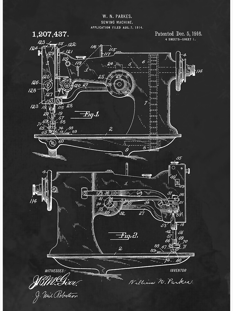 Antique Sewing Machine Patent 1916 Poster By Designsandart Redbubble