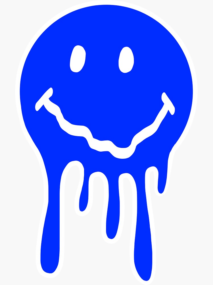 "drippy blue smiley face " Sticker for Sale by dgrove28 | Redbubble