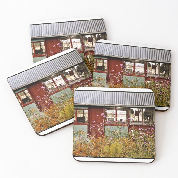 Item preview, Old tram in a Port Fairy garden  designed and sold by Roz McQuillan Fine Art & Photography.