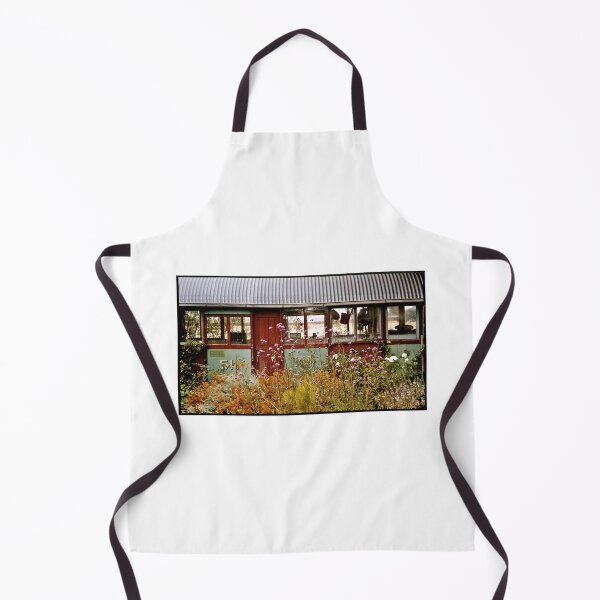 Item preview, Old tram in a Port Fairy garden designed and sold by Roz McQuillan Fine Art & Photography.
