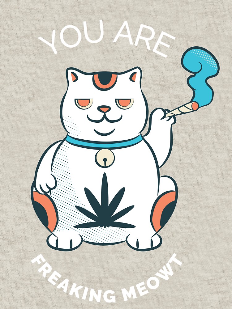 "420 Cannabis Marijuana Weed Cat Holding Joint " Pullover Hoodie by Artbulbb Redbubble