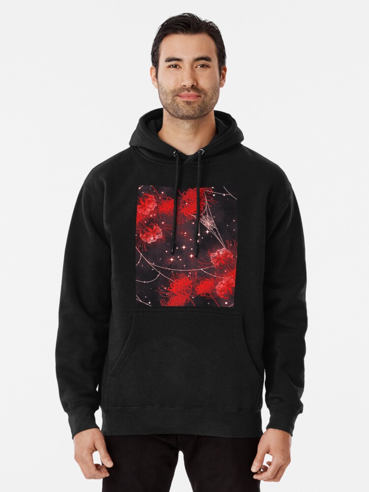 Galaxy Red Spider Lilies and Webs Pullover Hoodie for Sale by rubydian Redbubble