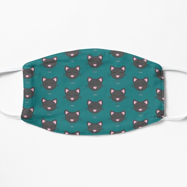 Black Cat Smiling Flat Mask
