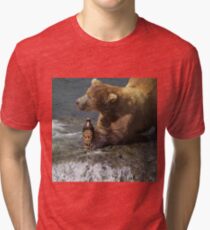 Bear catching beer in a river Tri-blend T-Shirt